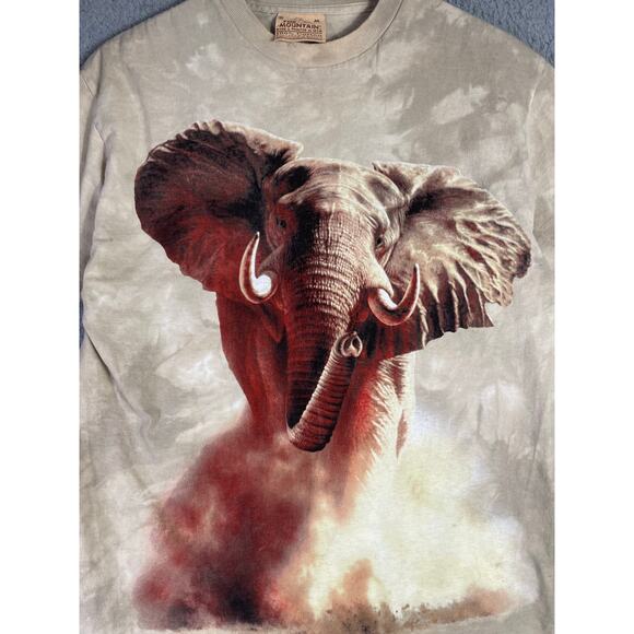 The Mountain Elephant Graphic T-Shirt M 2002 Brian Jarvi USA Dyed Cotton Safari - Picture 3 of 7